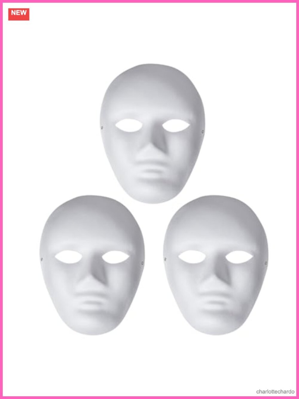 3 Pack Paper Mache Masks DIY Full Face Paintable Mask Halloween Mardi Gras